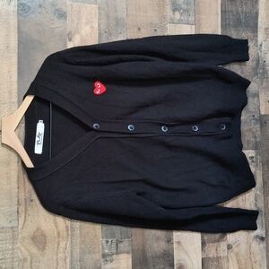 Play Comme Des Garcons Wool Black Cardigan Sz XL Women